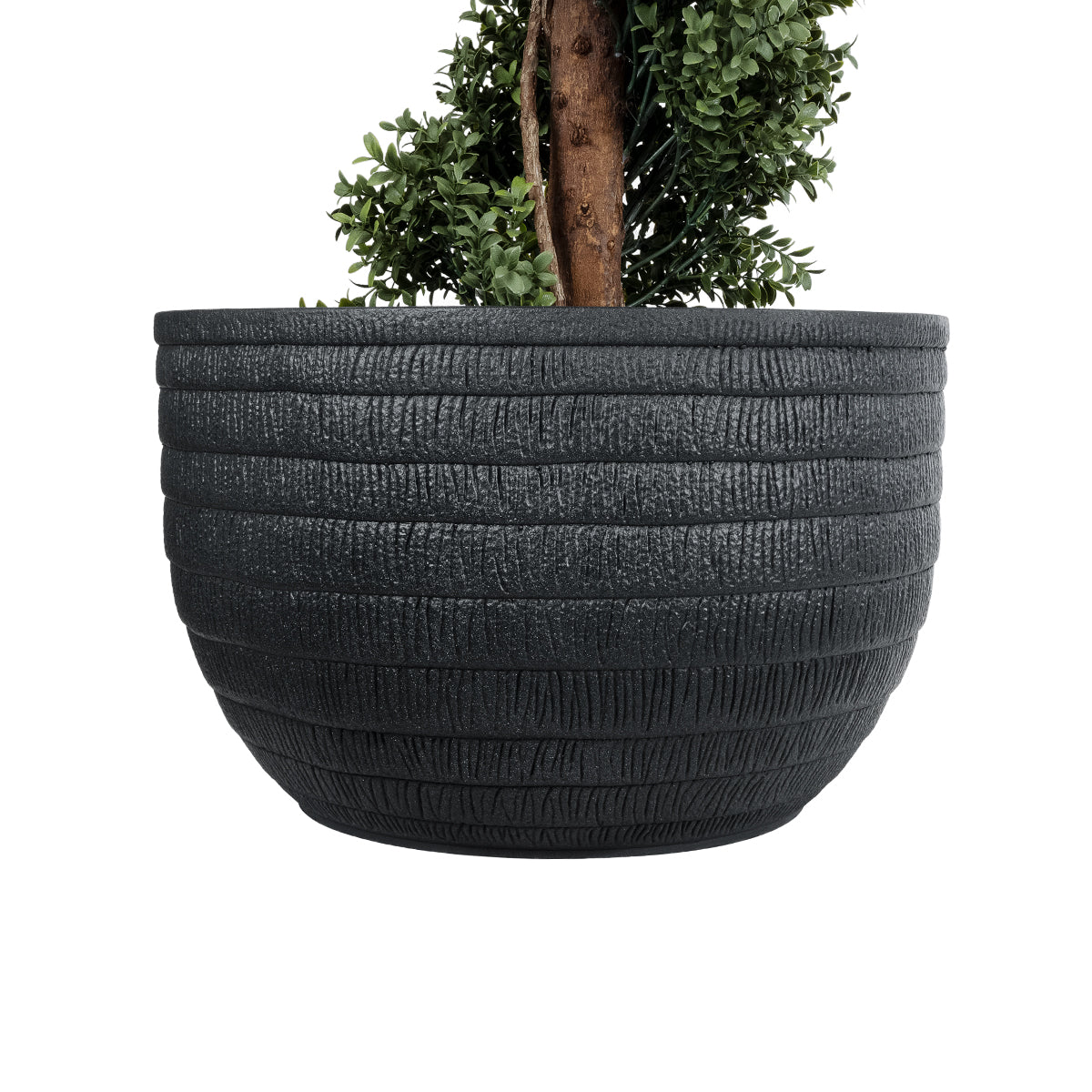 GloboStar® Artificial Garden VEGAS 20702 Διακοσμητικό Πολυεστερικό Τσιμεντένιο Κασπώ Γλάστρα - Flower Pot Μαύρο Φ45 x Υ28cm - ledmania.gr