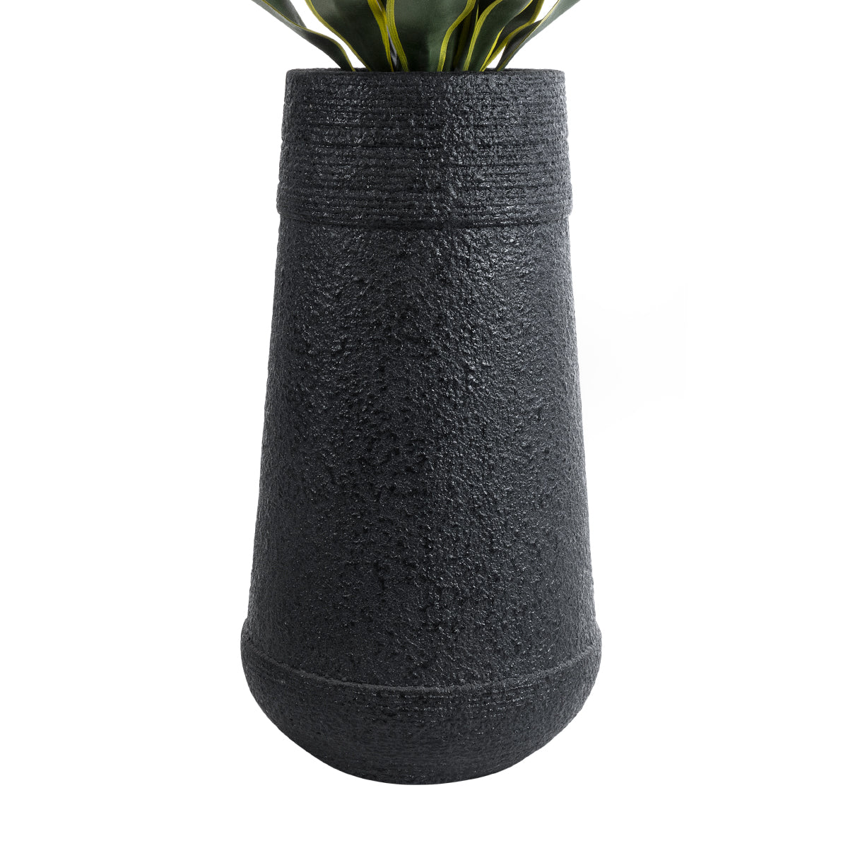 GloboStar® Artificial Garden JAKLIN 20723 Επιδαπέδιο Πολυεστερικό Τσιμεντένιο Κασπώ Γλάστρα - Flower Pot Μαύρο Φ34 x Υ62cm - ledmania.gr