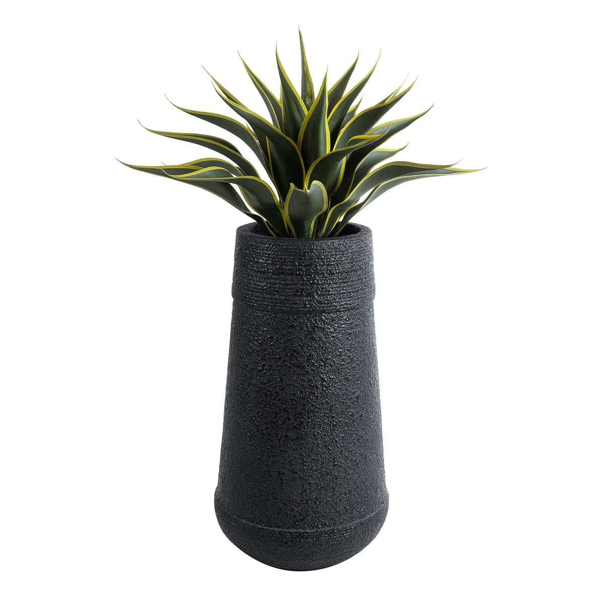 GloboStar® Artificial Garden JAKLIN 20723 Επιδαπέδιο Πολυεστερικό Τσιμεντένιο Κασπώ Γλάστρα - Flower Pot Μαύρο Φ34 x Υ62cm - ledmania.gr