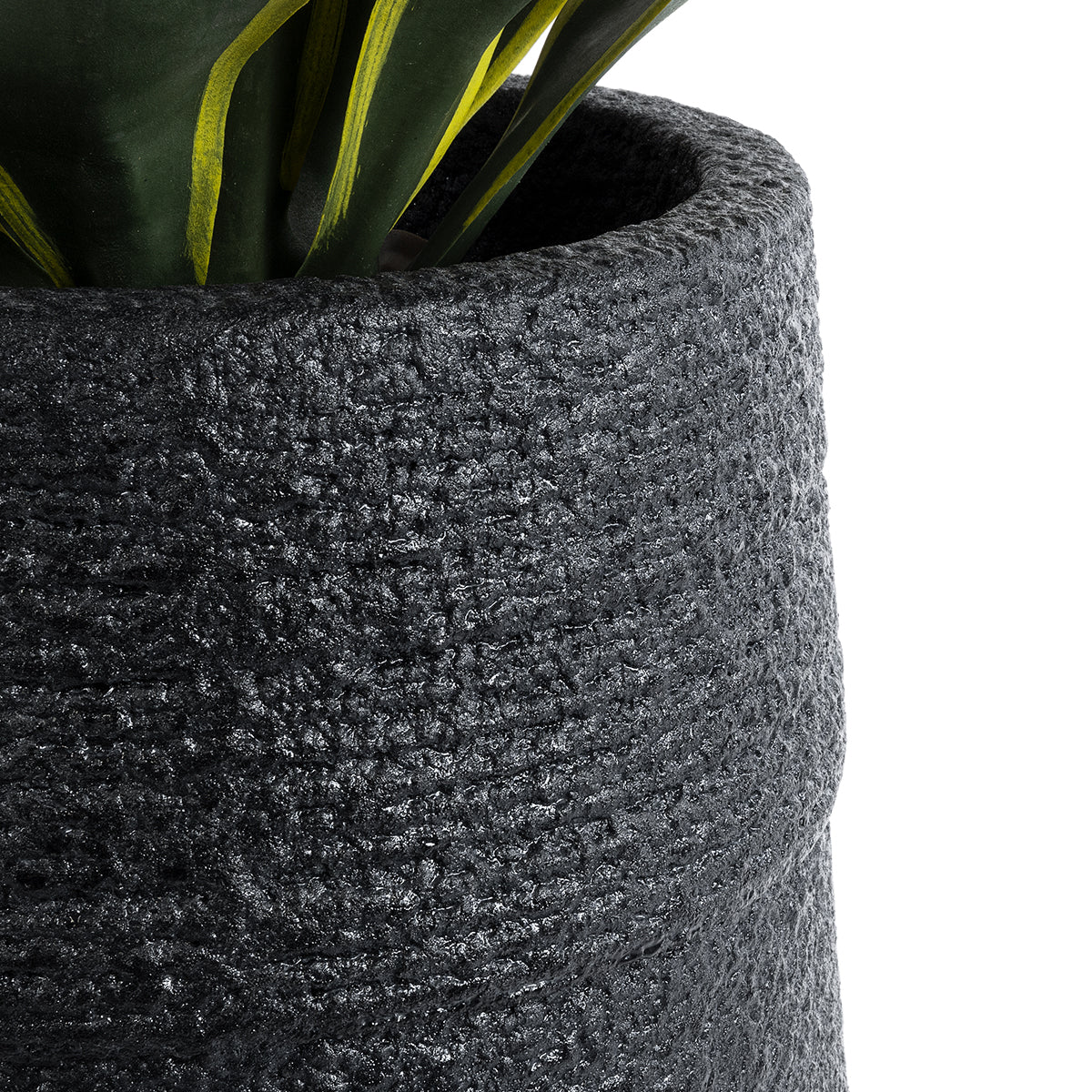 GloboStar® Artificial Garden JAKLIN 20723 Επιδαπέδιο Πολυεστερικό Τσιμεντένιο Κασπώ Γλάστρα - Flower Pot Μαύρο Φ34 x Υ62cm - ledmania.gr