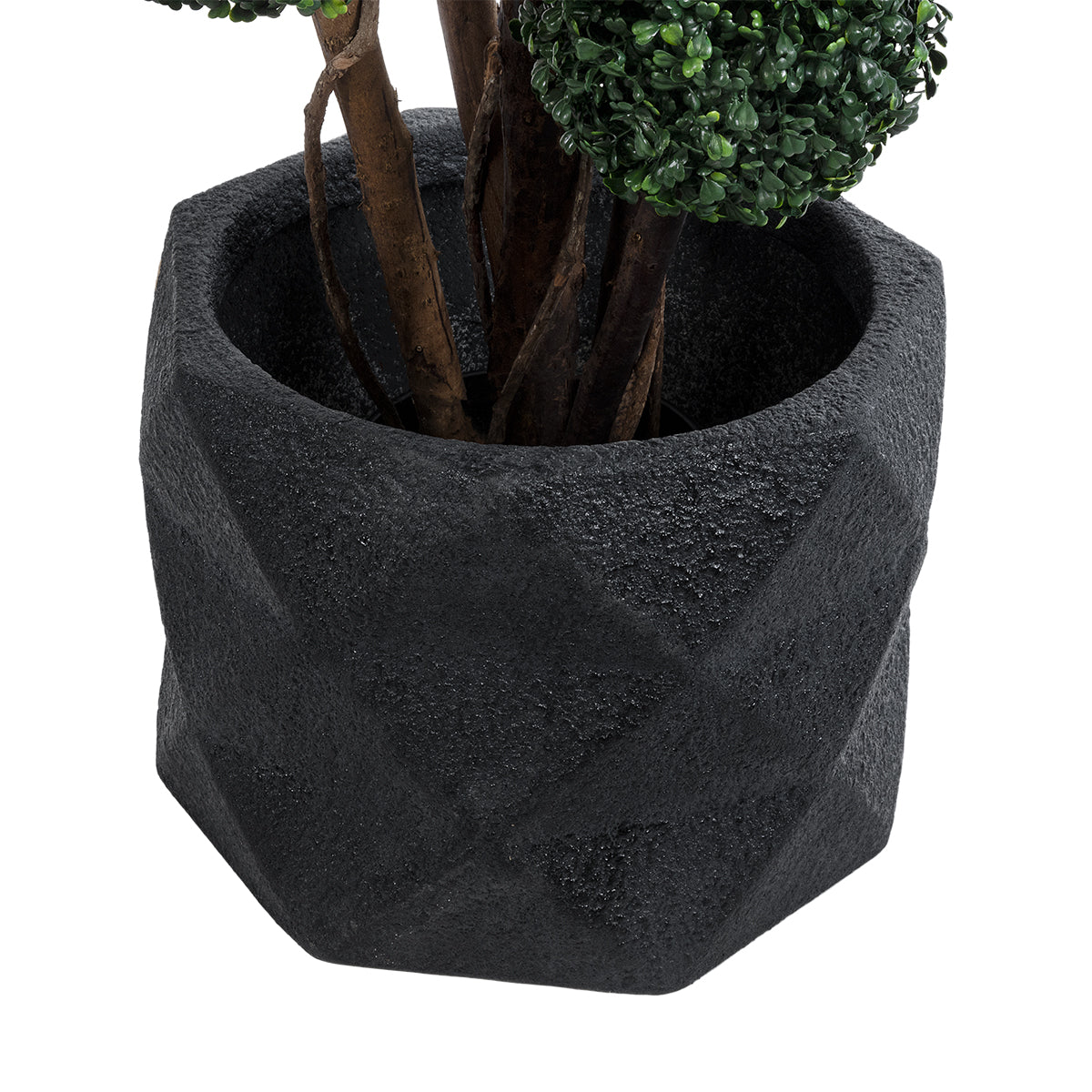 GloboStar® Artificial Garden GENOVA 20726 Επιδαπέδιο Πολυεστερικό Τσιμεντένιο Κασπώ Γλάστρα - Flower Pot Μαύρο Φ40 x Υ30cm - ledmania.gr