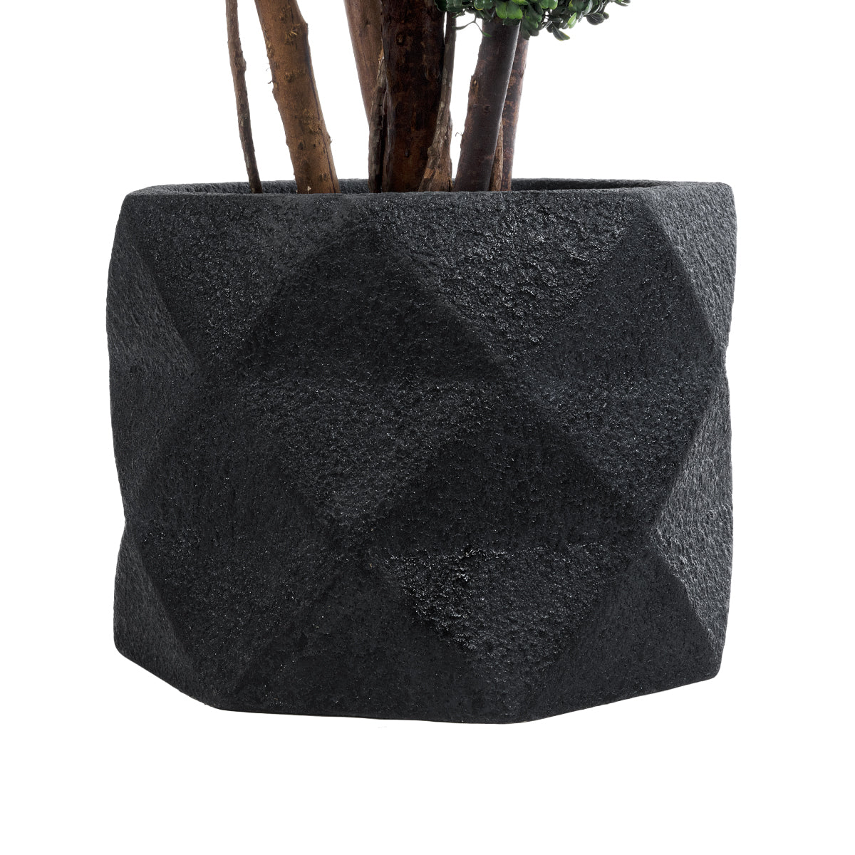 GloboStar® Artificial Garden GENOVA 20726 Επιδαπέδιο Πολυεστερικό Τσιμεντένιο Κασπώ Γλάστρα - Flower Pot Μαύρο Φ40 x Υ30cm - ledmania.gr