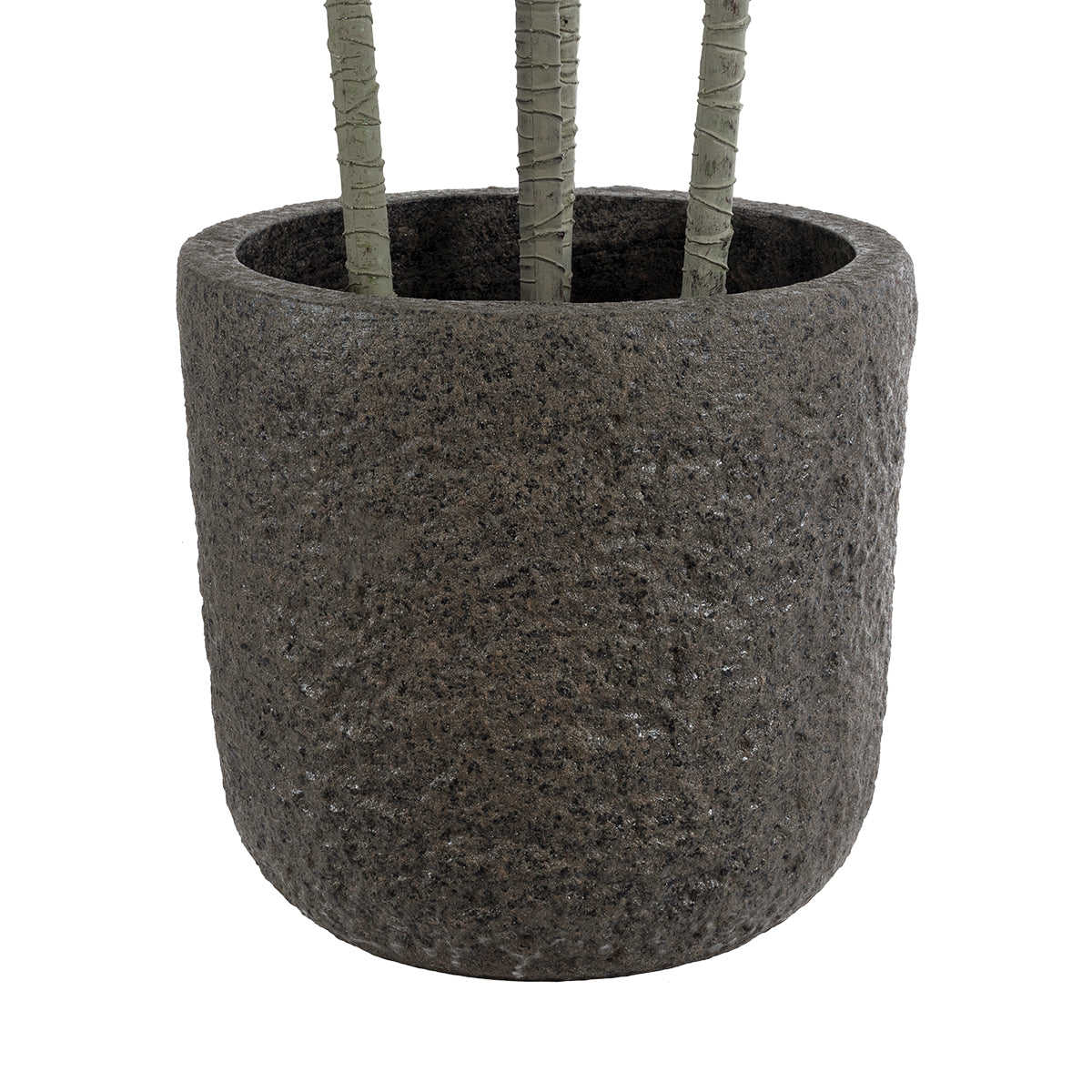 GloboStar® Artificial Garden LUCCA 20755 Επιδαπέδιο Πολυεστερικό Τσιμεντένιο Κασπώ Γλάστρα - Flower Pot Γκρι Ανθρακί Φ25 x Υ23cm - ledmania.gr