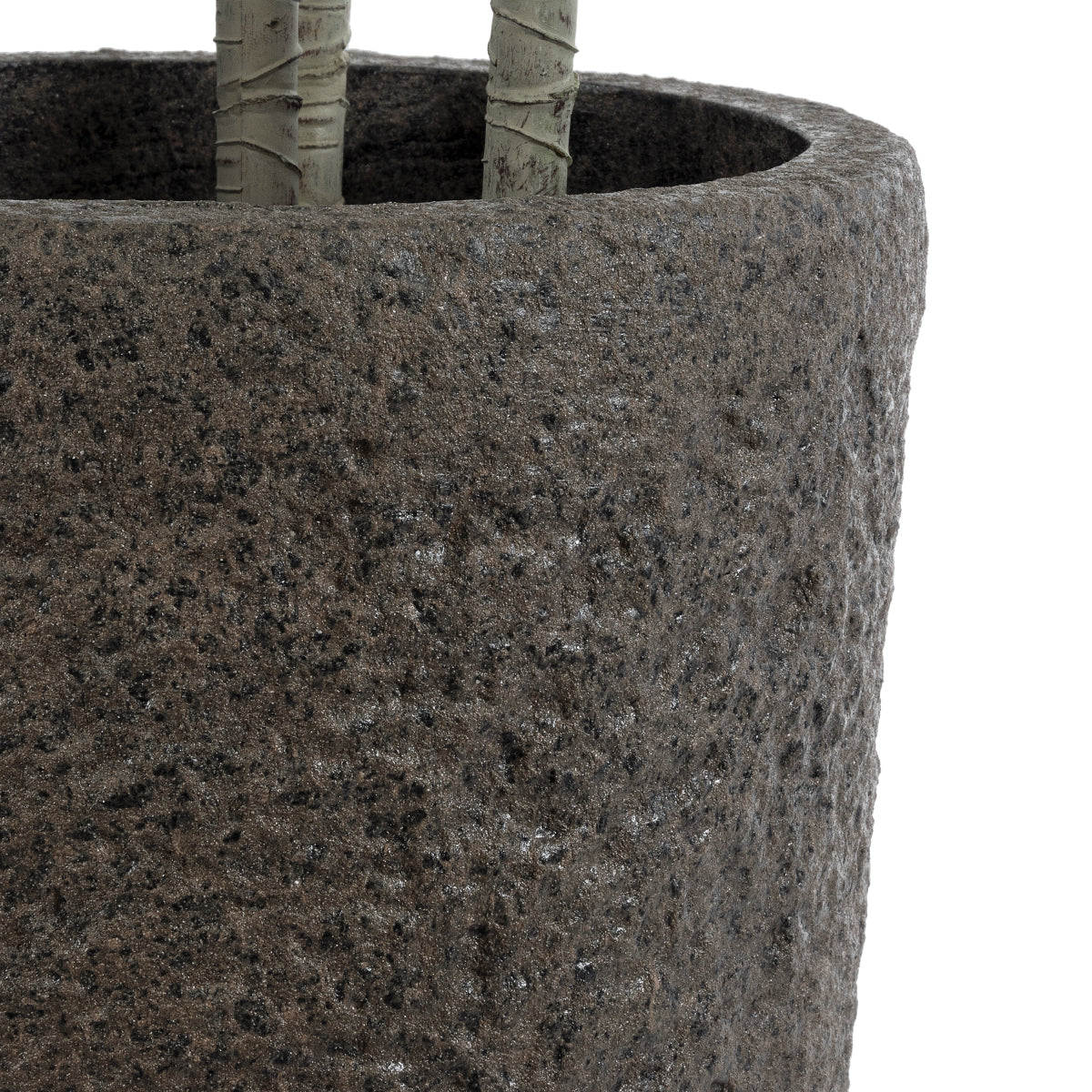 GloboStar® Artificial Garden LUCCA 20755 Επιδαπέδιο Πολυεστερικό Τσιμεντένιο Κασπώ Γλάστρα - Flower Pot Γκρι Ανθρακί Φ25 x Υ23cm - ledmania.gr