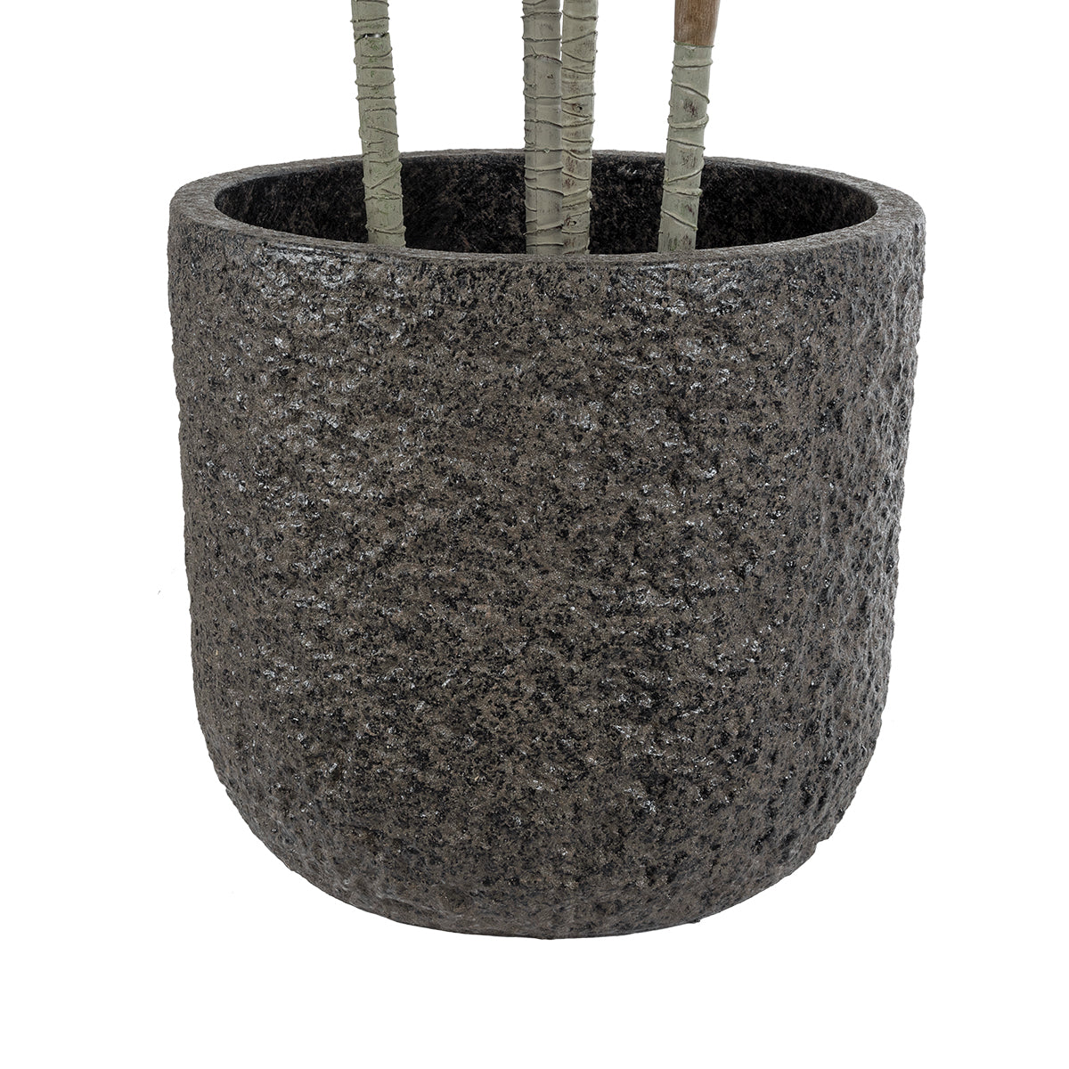 GloboStar® Artificial Garden LUCCA 20756 Επιδαπέδιο Πολυεστερικό Τσιμεντένιο Κασπώ Γλάστρα - Flower Pot Γκρι Ανθρακί Φ31 x Υ28cm - ledmania.gr
