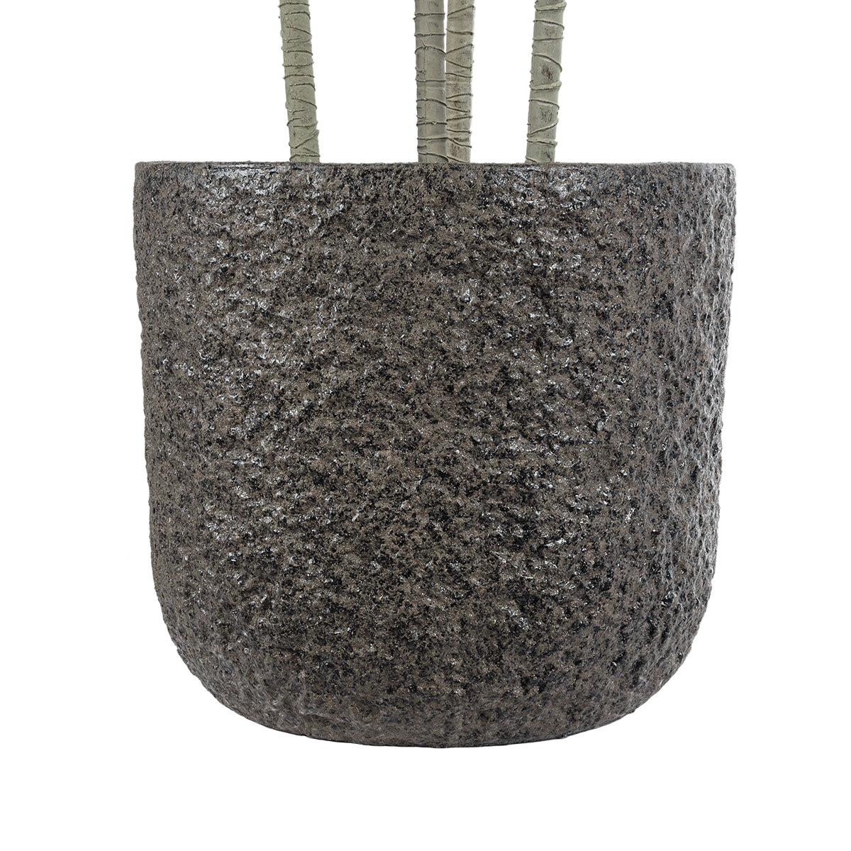 GloboStar® Artificial Garden LUCCA 20756 Επιδαπέδιο Πολυεστερικό Τσιμεντένιο Κασπώ Γλάστρα - Flower Pot Γκρι Ανθρακί Φ31 x Υ28cm - ledmania.gr