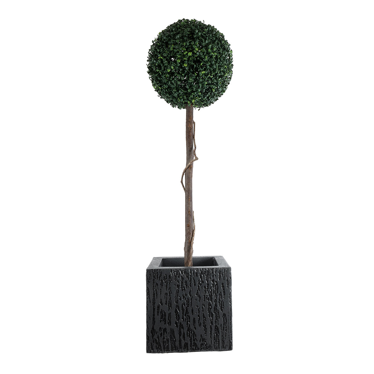 GloboStar® Artificial Garden CATALONIA 20767 Επιδαπέδιο Πολυεστερικό Τσιμεντένιο Κασπώ Γλάστρα - Flower Pot Μαύρο Μ30 x Π30 x Υ30cm - ledmania.gr
