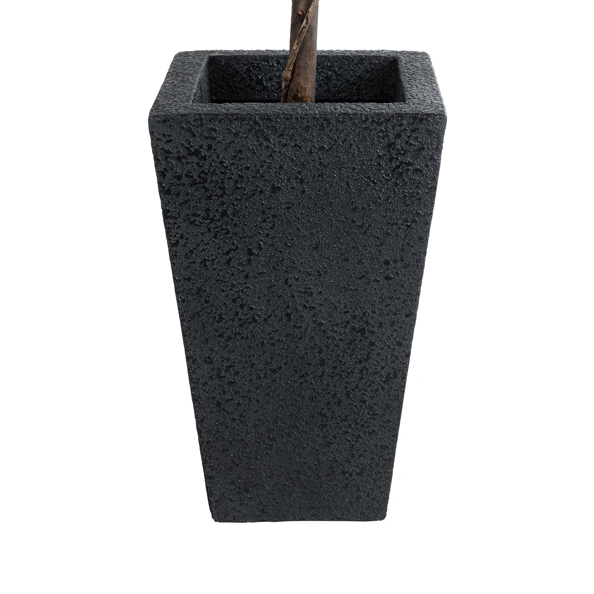 GloboStar® Artificial Garden MAYOR 20771 Επιδαπέδιο Πολυεστερικό Τσιμεντένιο Κασπώ Γλάστρα - Flower Pot Μαύρο Μ30 x Π30 x Υ50cm - ledmania.gr
