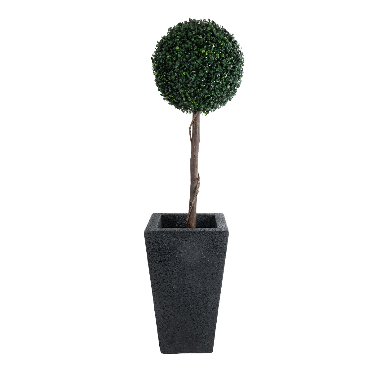 GloboStar® Artificial Garden MAYOR 20771 Επιδαπέδιο Πολυεστερικό Τσιμεντένιο Κασπώ Γλάστρα - Flower Pot Μαύρο Μ30 x Π30 x Υ50cm - ledmania.gr
