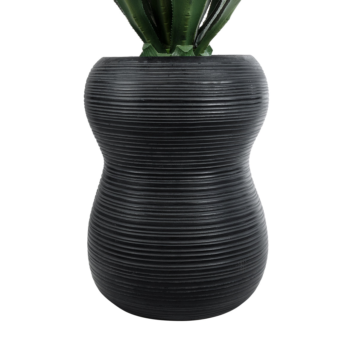 GloboStar® Artificial Garden BARRIO 20774 Επιδαπέδιο Πολυεστερικό Τσιμεντένιο Κασπώ Γλάστρα - Flower Pot Μαύρο Φ45 x Υ63cm - ledmania.gr