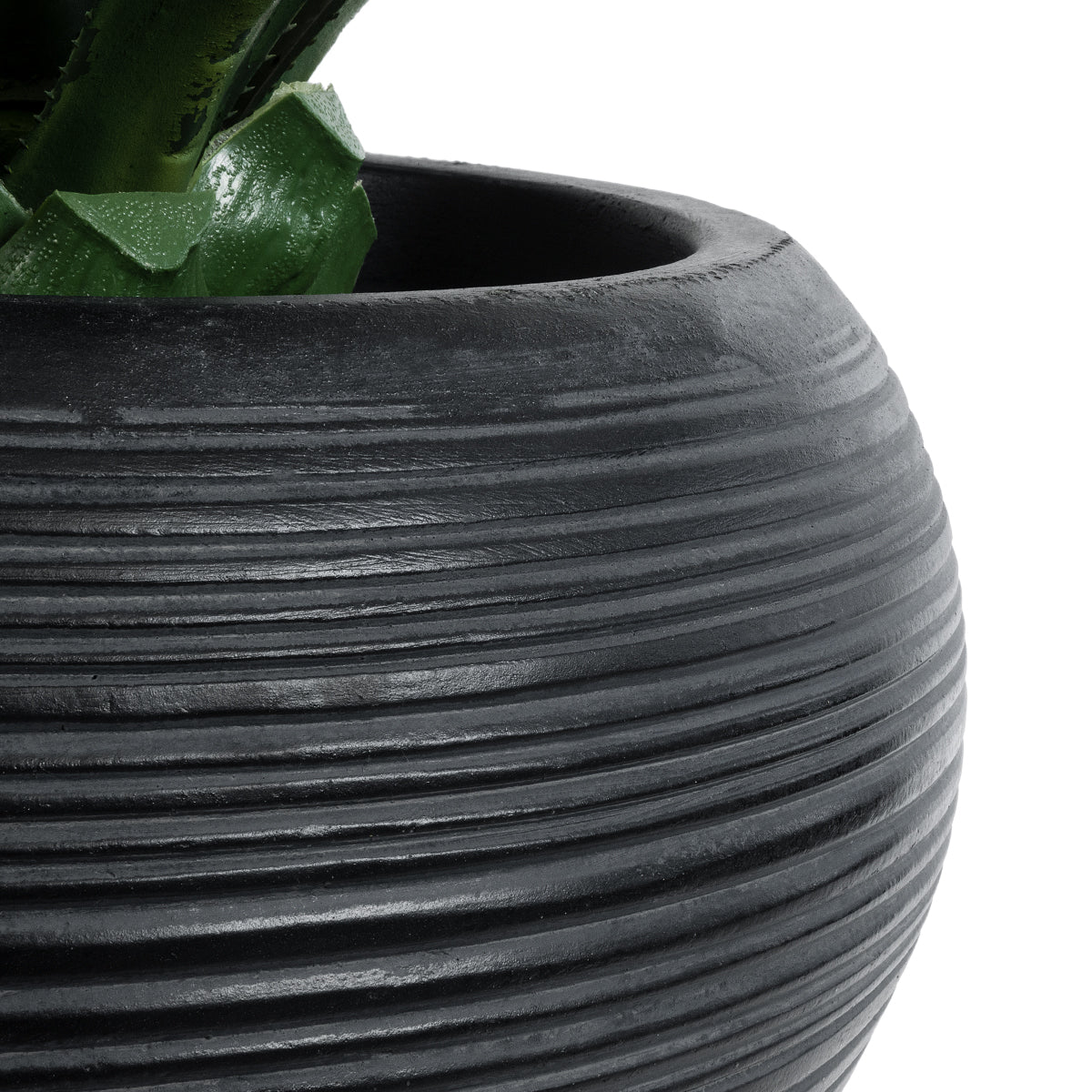 GloboStar® Artificial Garden BARRIO 20774 Επιδαπέδιο Πολυεστερικό Τσιμεντένιο Κασπώ Γλάστρα - Flower Pot Μαύρο Φ45 x Υ63cm - ledmania.gr