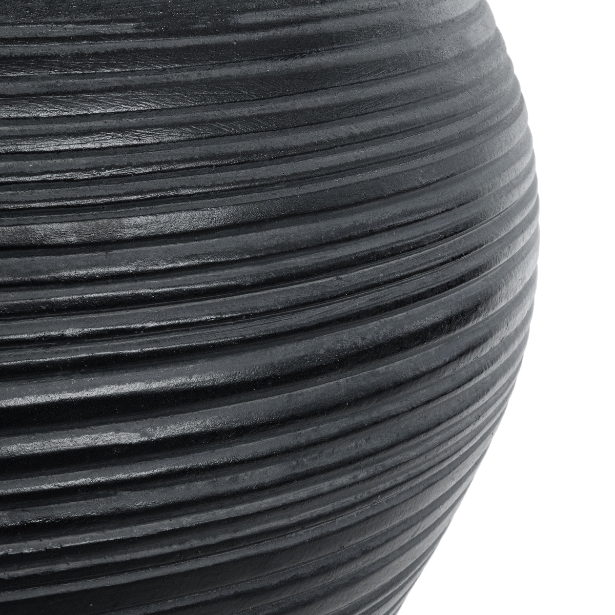 GloboStar® Artificial Garden BARRIO 20774 Επιδαπέδιο Πολυεστερικό Τσιμεντένιο Κασπώ Γλάστρα - Flower Pot Μαύρο Φ45 x Υ63cm - ledmania.gr