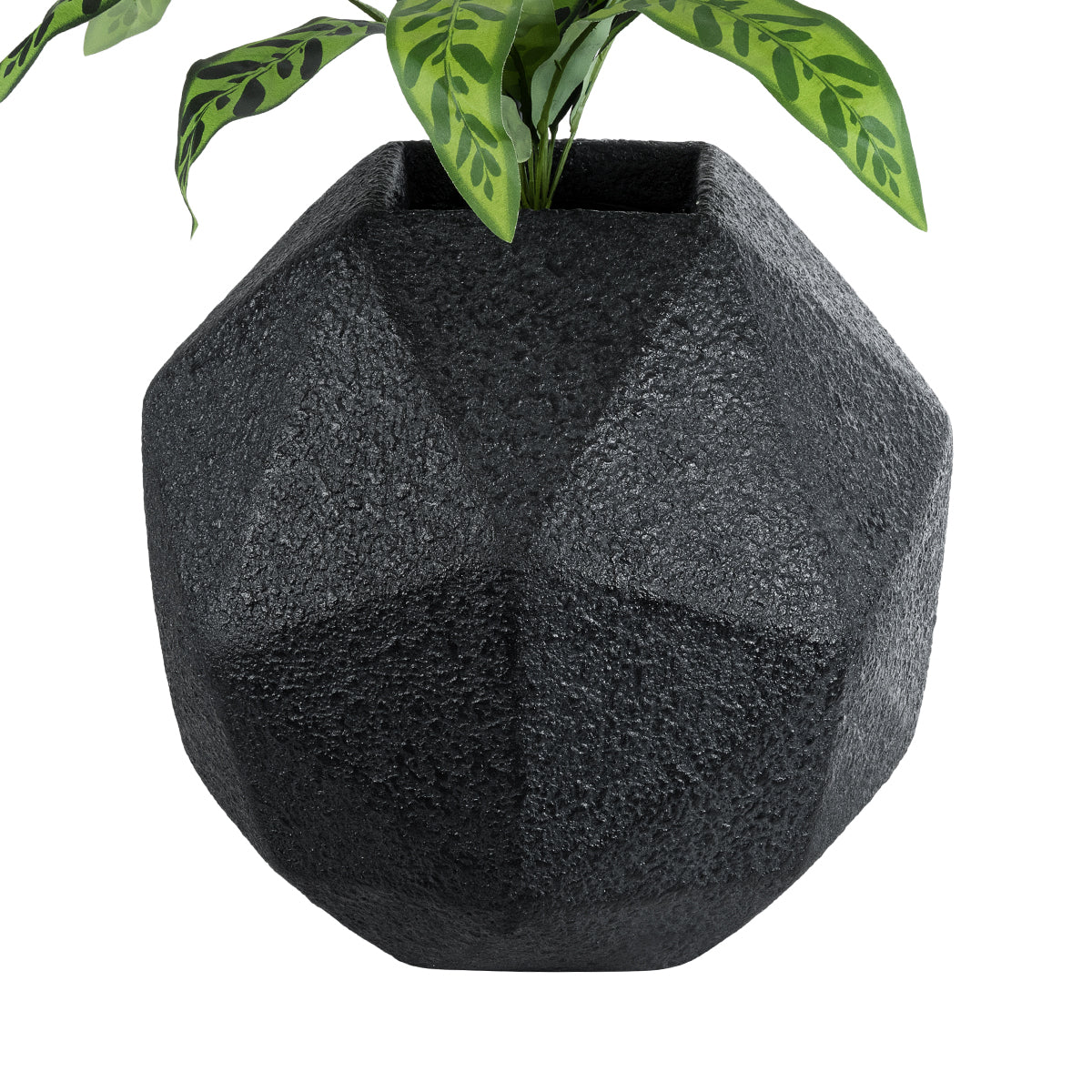 GloboStar® Artificial Garden CARNABY 20779 Επιδαπέδιο Πολυεστερικό Τσιμεντένιο Κασπώ Γλάστρα - Flower Pot Μαύρο Μ38 x Π38 x Υ38cm - ledmania.gr