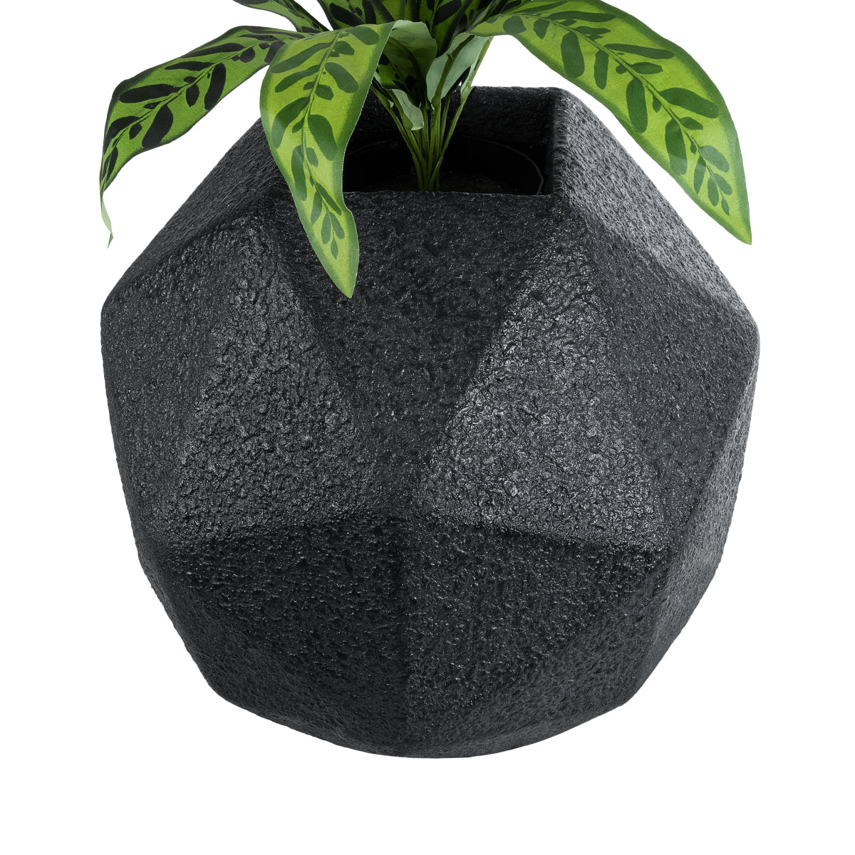 GloboStar® Artificial Garden CARNABY 20779 Επιδαπέδιο Πολυεστερικό Τσιμεντένιο Κασπώ Γλάστρα - Flower Pot Μαύρο Μ38 x Π38 x Υ38cm - ledmania.gr
