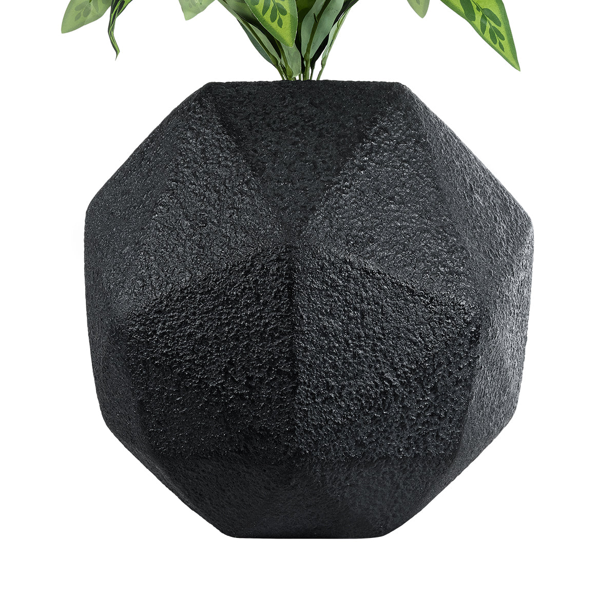 GloboStar® Artificial Garden CARNABY 20779 Επιδαπέδιο Πολυεστερικό Τσιμεντένιο Κασπώ Γλάστρα - Flower Pot Μαύρο Μ38 x Π38 x Υ38cm - ledmania.gr