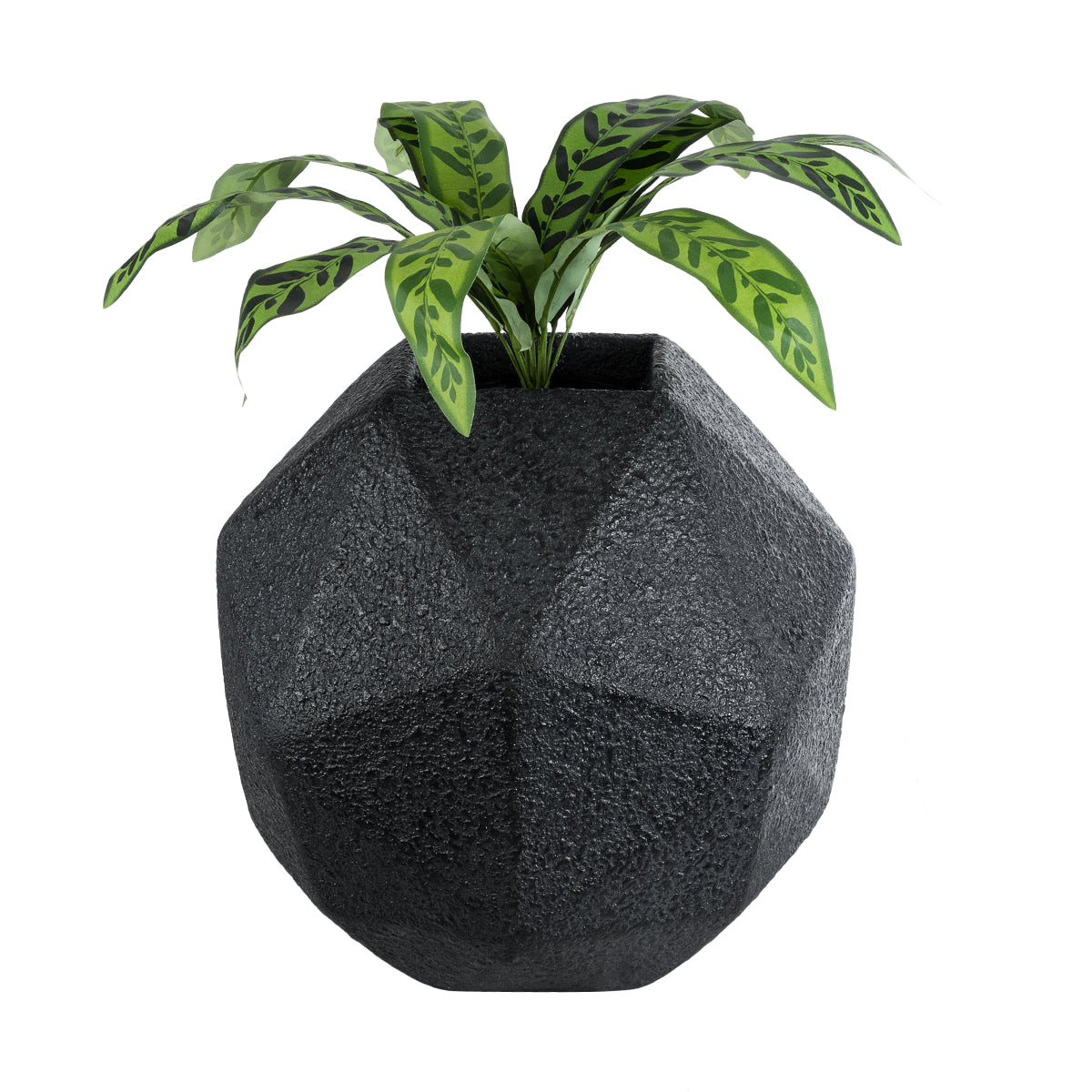 GloboStar® Artificial Garden CARNABY 20779 Επιδαπέδιο Πολυεστερικό Τσιμεντένιο Κασπώ Γλάστρα - Flower Pot Μαύρο Μ38 x Π38 x Υ38cm - ledmania.gr