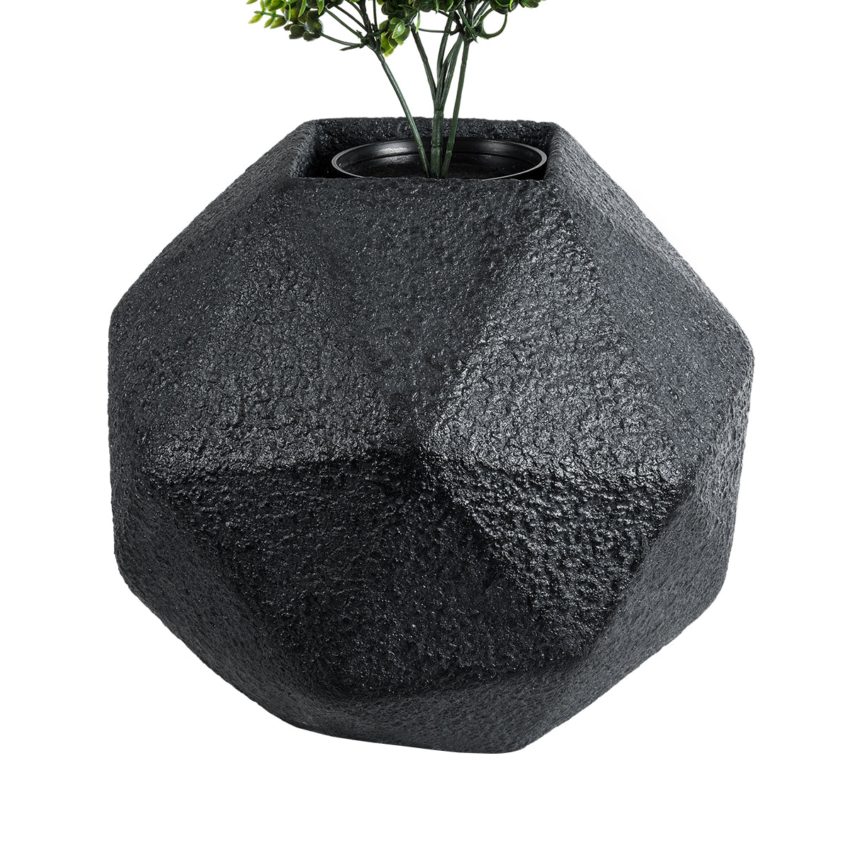 GloboStar® Artificial Garden CARNABY 20780 Επιδαπέδιο Πολυεστερικό Τσιμεντένιο Κασπώ Γλάστρα - Flower Pot Μαύρο Μ30 x Π30 x Υ30cm - ledmania.gr