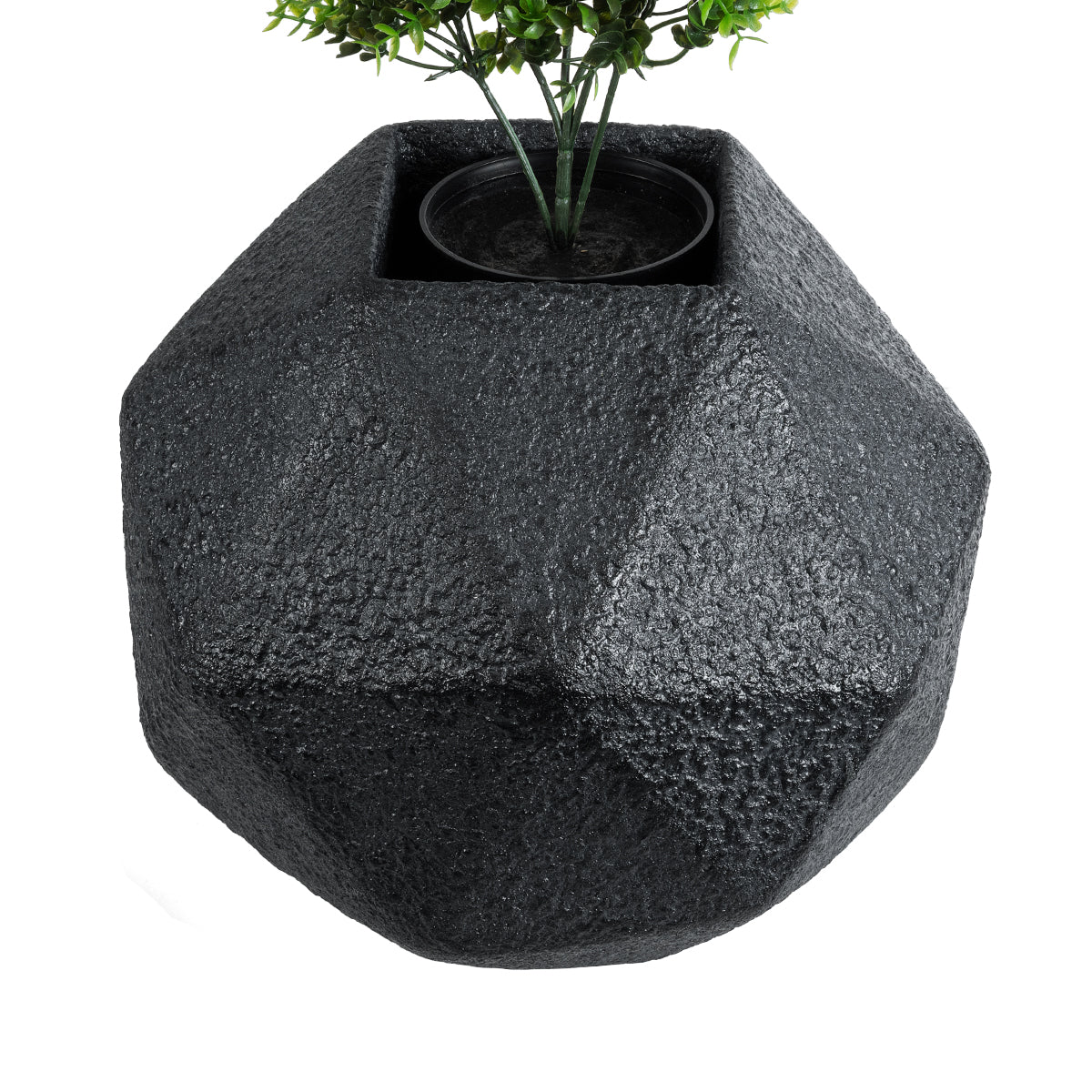 GloboStar® Artificial Garden CARNABY 20780 Επιδαπέδιο Πολυεστερικό Τσιμεντένιο Κασπώ Γλάστρα - Flower Pot Μαύρο Μ30 x Π30 x Υ30cm - ledmania.gr