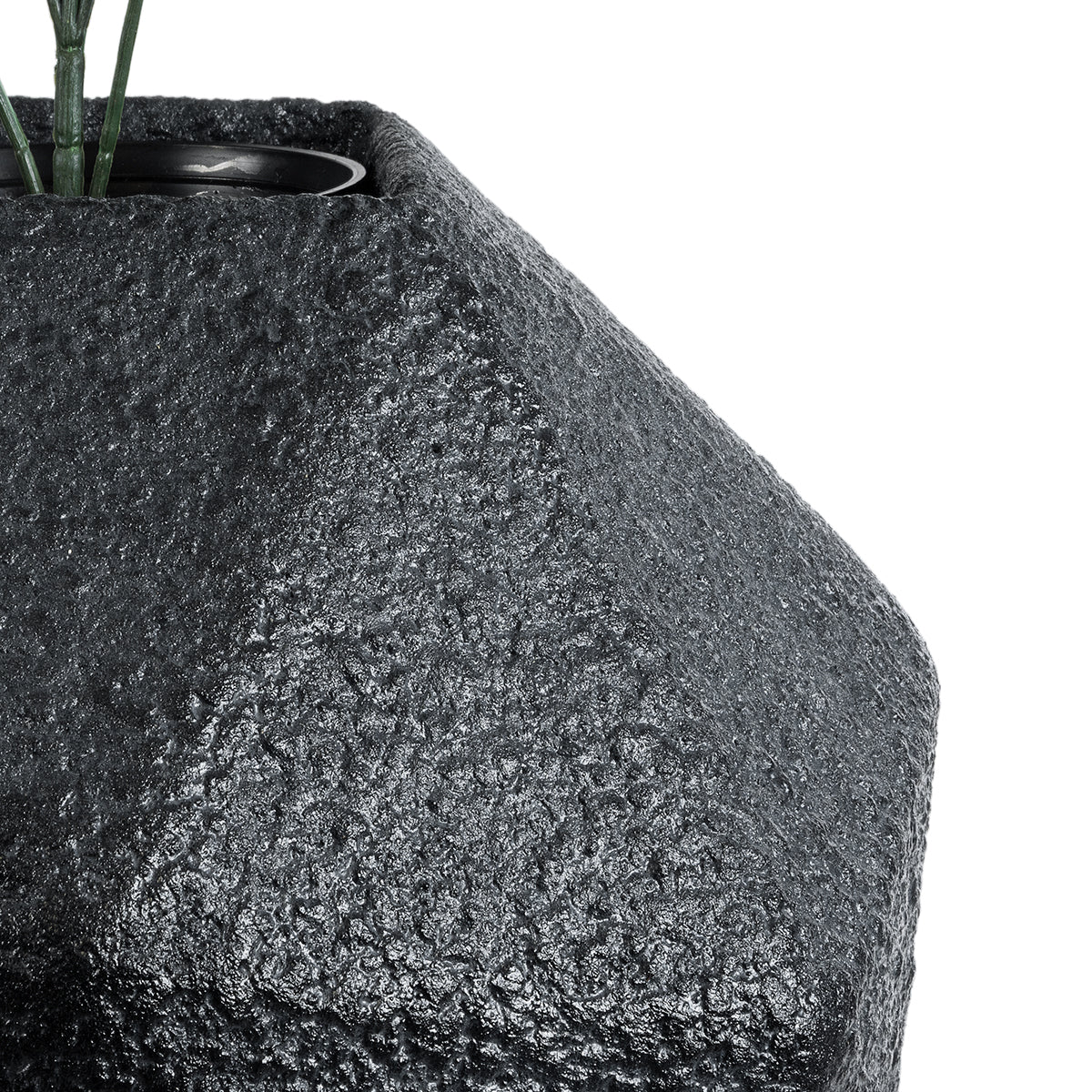 GloboStar® Artificial Garden CARNABY 20780 Επιδαπέδιο Πολυεστερικό Τσιμεντένιο Κασπώ Γλάστρα - Flower Pot Μαύρο Μ30 x Π30 x Υ30cm - ledmania.gr