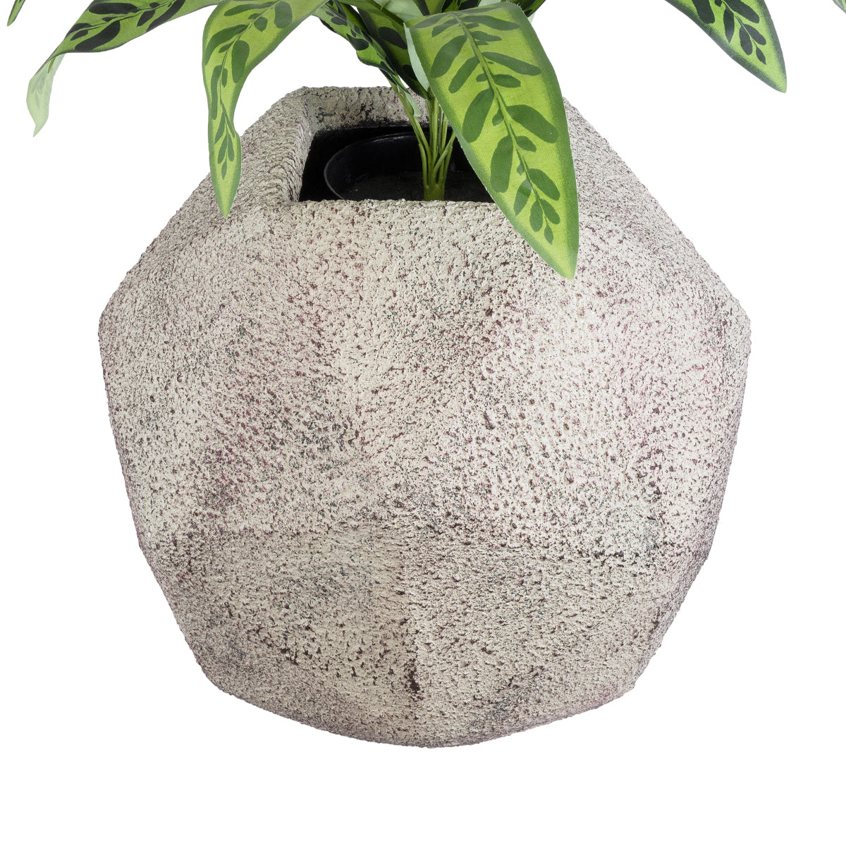 GloboStar® Artificial Garden BOROUGH 20781 Επιδαπέδιο Πολυεστερικό Τσιμεντένιο Κασπώ Γλάστρα - Flower Pot Λευκό - Μπεζ Μ38 x Π38 x Υ38cm - ledmania.gr