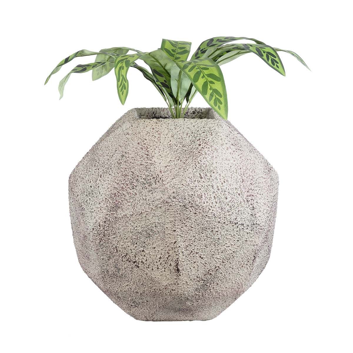 GloboStar® Artificial Garden BOROUGH 20781 Επιδαπέδιο Πολυεστερικό Τσιμεντένιο Κασπώ Γλάστρα - Flower Pot Λευκό - Μπεζ Μ38 x Π38 x Υ38cm - ledmania.gr