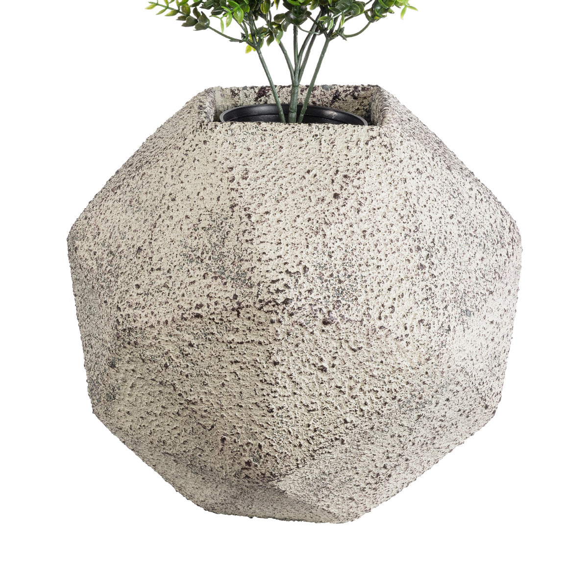 GloboStar® Artificial Garden BOROUGH 20782 Επιδαπέδιο Πολυεστερικό Τσιμεντένιο Κασπώ Γλάστρα - Flower Pot Λευκό - Μπεζ Μ30 x Π30 x Υ30cm - ledmania.gr