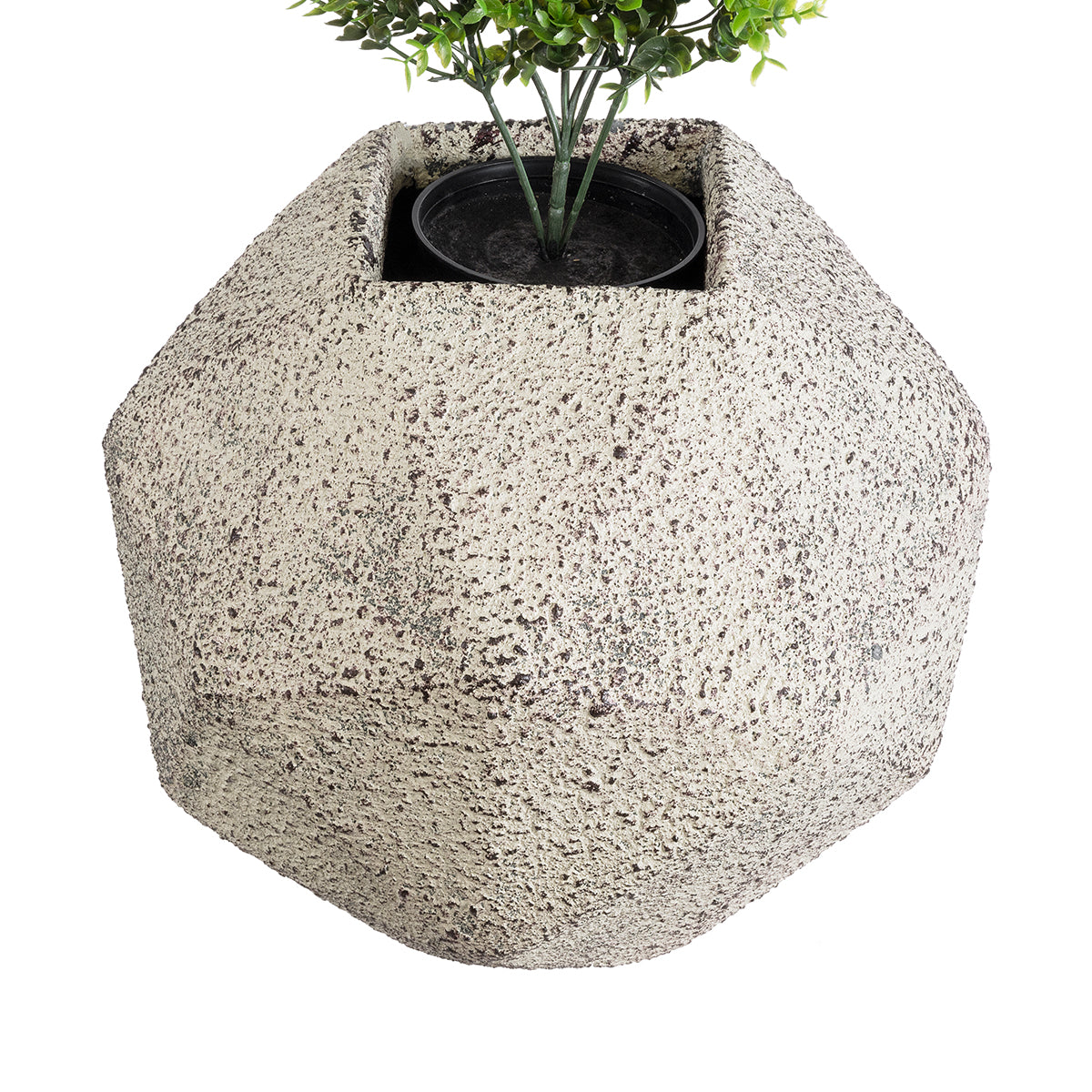 GloboStar® Artificial Garden BOROUGH 20782 Επιδαπέδιο Πολυεστερικό Τσιμεντένιο Κασπώ Γλάστρα - Flower Pot Λευκό - Μπεζ Μ30 x Π30 x Υ30cm - ledmania.gr