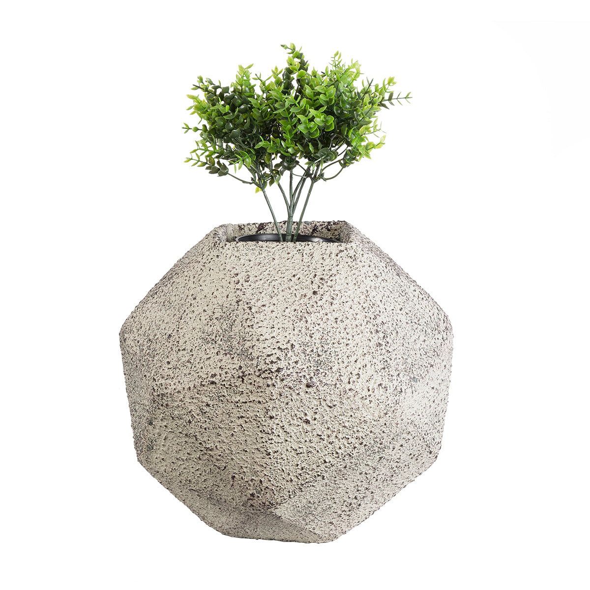 GloboStar® Artificial Garden BOROUGH 20782 Επιδαπέδιο Πολυεστερικό Τσιμεντένιο Κασπώ Γλάστρα - Flower Pot Λευκό - Μπεζ Μ30 x Π30 x Υ30cm - ledmania.gr