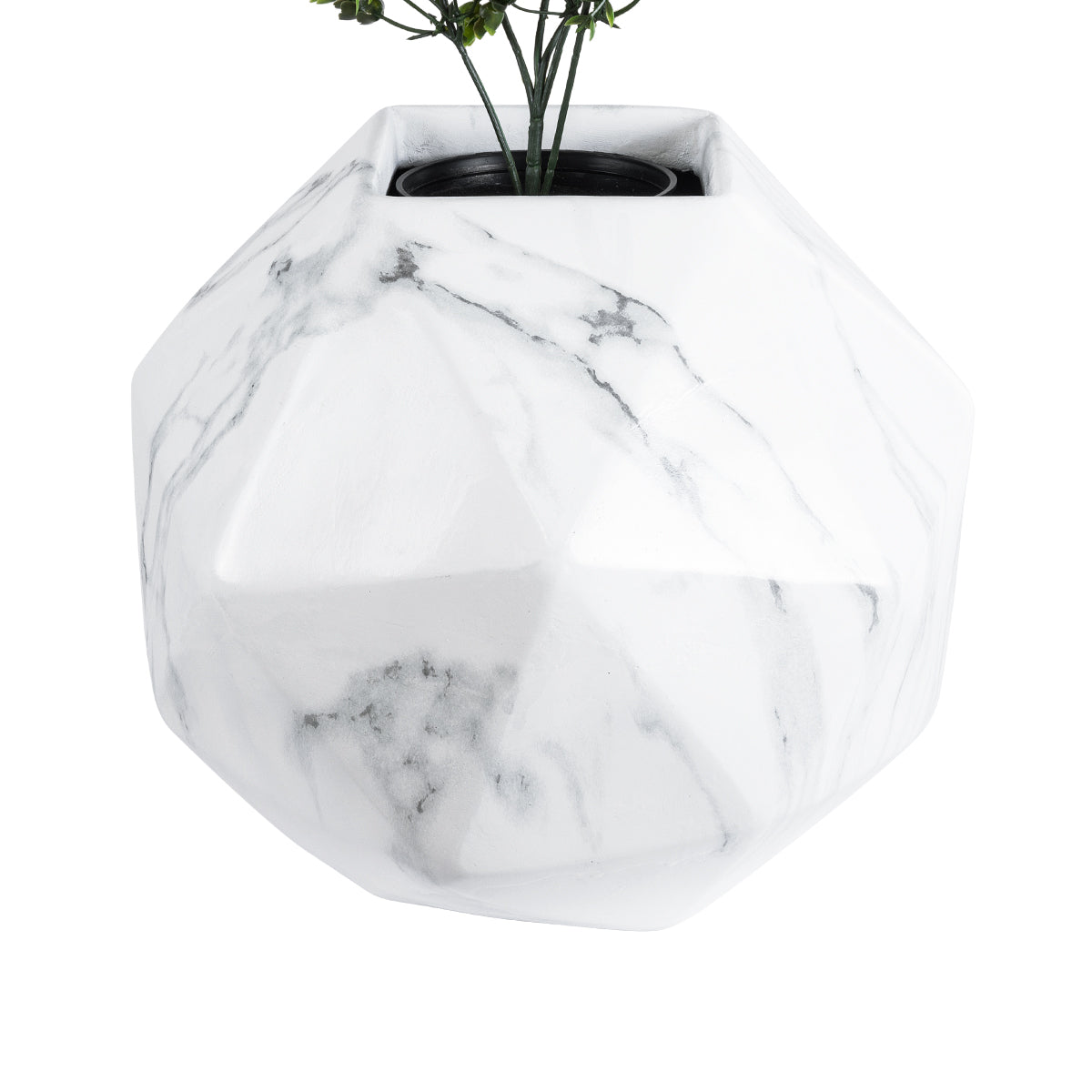GloboStar® Artificial Garden BRIXTON 20784 Επιδαπέδιο Πολυεστερικό Τσιμεντένιο Κασπώ Γλάστρα - Flower Pot Λευκό Μ30 x Π30 x Υ30cm - ledmania.gr