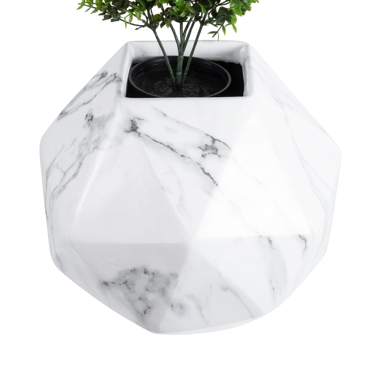 GloboStar® Artificial Garden BRIXTON 20784 Επιδαπέδιο Πολυεστερικό Τσιμεντένιο Κασπώ Γλάστρα - Flower Pot Λευκό Μ30 x Π30 x Υ30cm - ledmania.gr