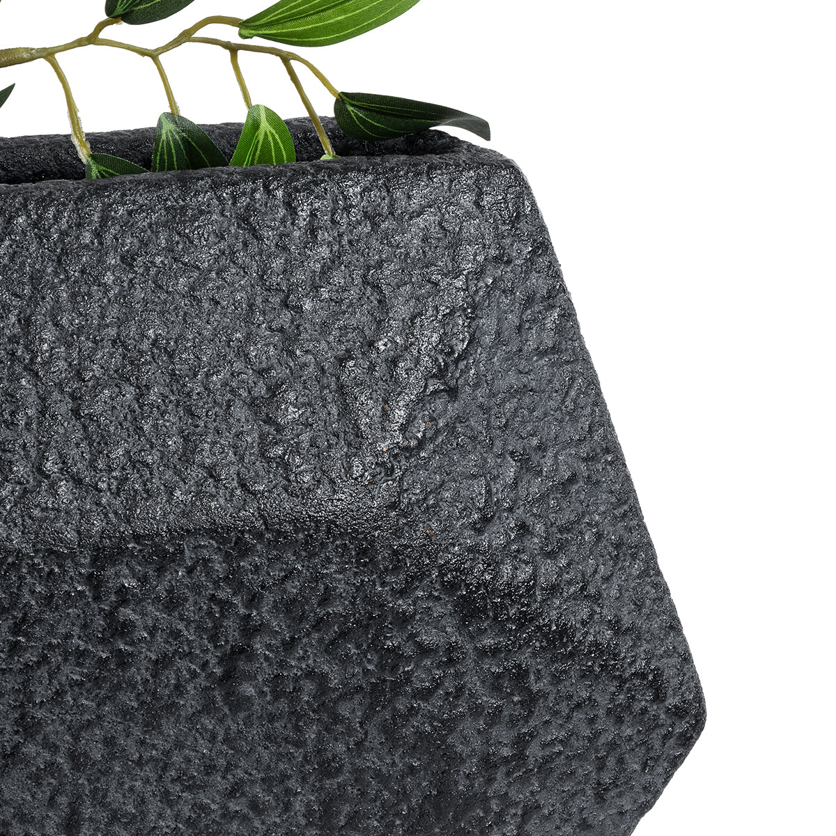 GloboStar® Artificial Garden GREENWICH 20785 Επιδαπέδιο Πολυεστερικό Τσιμεντένιο Κασπώ Γλάστρα - Flower Pot Μαύρο Μ40 x Π16 x Υ21cm - ledmania.gr