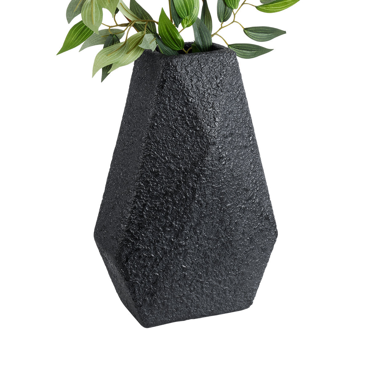 GloboStar® Artificial Garden GREENWICH 20786 Επιδαπέδιο Πολυεστερικό Τσιμεντένιο Κασπώ Γλάστρα - Flower Pot Μαύρο Μ20 x Π14 x Υ32cm - ledmania.gr