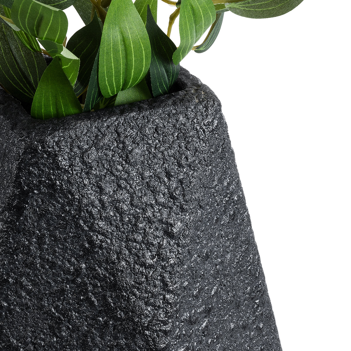 GloboStar® Artificial Garden GREENWICH 20786 Επιδαπέδιο Πολυεστερικό Τσιμεντένιο Κασπώ Γλάστρα - Flower Pot Μαύρο Μ20 x Π14 x Υ32cm - ledmania.gr