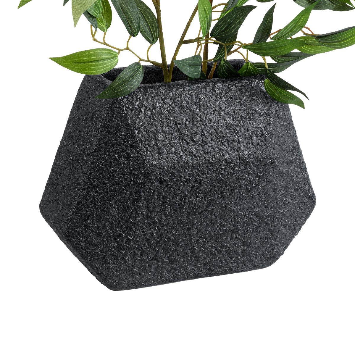 GloboStar® Artificial Garden GREENWICH 20787 Επιδαπέδιο Πολυεστερικό Τσιμεντένιο Κασπώ Γλάστρα - Flower Pot Μαύρο Μ24 x Π14 x Υ20cm - ledmania.gr