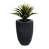 GloboStar® Artificial Garden CASTLE 20793 Διακοσμητικό Πολυεστερικό Τσιμεντένιο Κασπώ Γλάστρα - Flower Pot Μαύρο Φ35 x Υ54cm - ledmania.gr