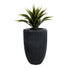 GloboStar® Artificial Garden CASTLE 20793 Διακοσμητικό Πολυεστερικό Τσιμεντένιο Κασπώ Γλάστρα - Flower Pot Μαύρο Φ35 x Υ54cm - ledmania.gr