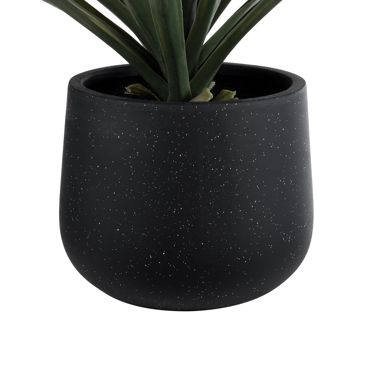GloboStar® Artificial Garden MAYFAIR 20801 Διακοσμητικό Πολυεστερικό Τσιμεντένιο Κασπώ Γλάστρα - Flower Pot Μαύρο με Λευκές Λεπτομέριες Μ25 x Π27 x Υ30cm - ledmania.gr