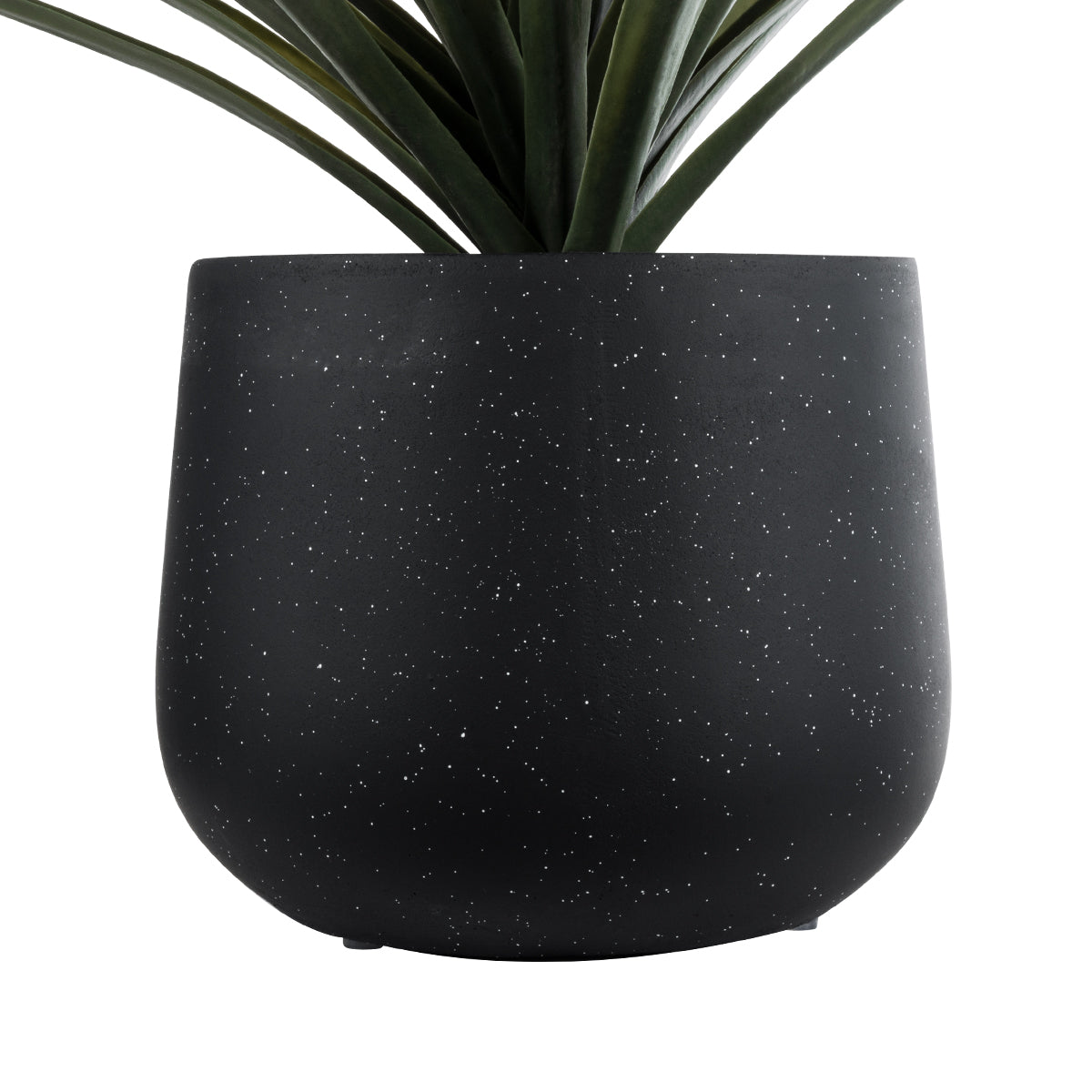 GloboStar® Artificial Garden MAYFAIR 20801 Διακοσμητικό Πολυεστερικό Τσιμεντένιο Κασπώ Γλάστρα - Flower Pot Μαύρο με Λευκές Λεπτομέριες Μ25 x Π27 x Υ30cm - ledmania.gr