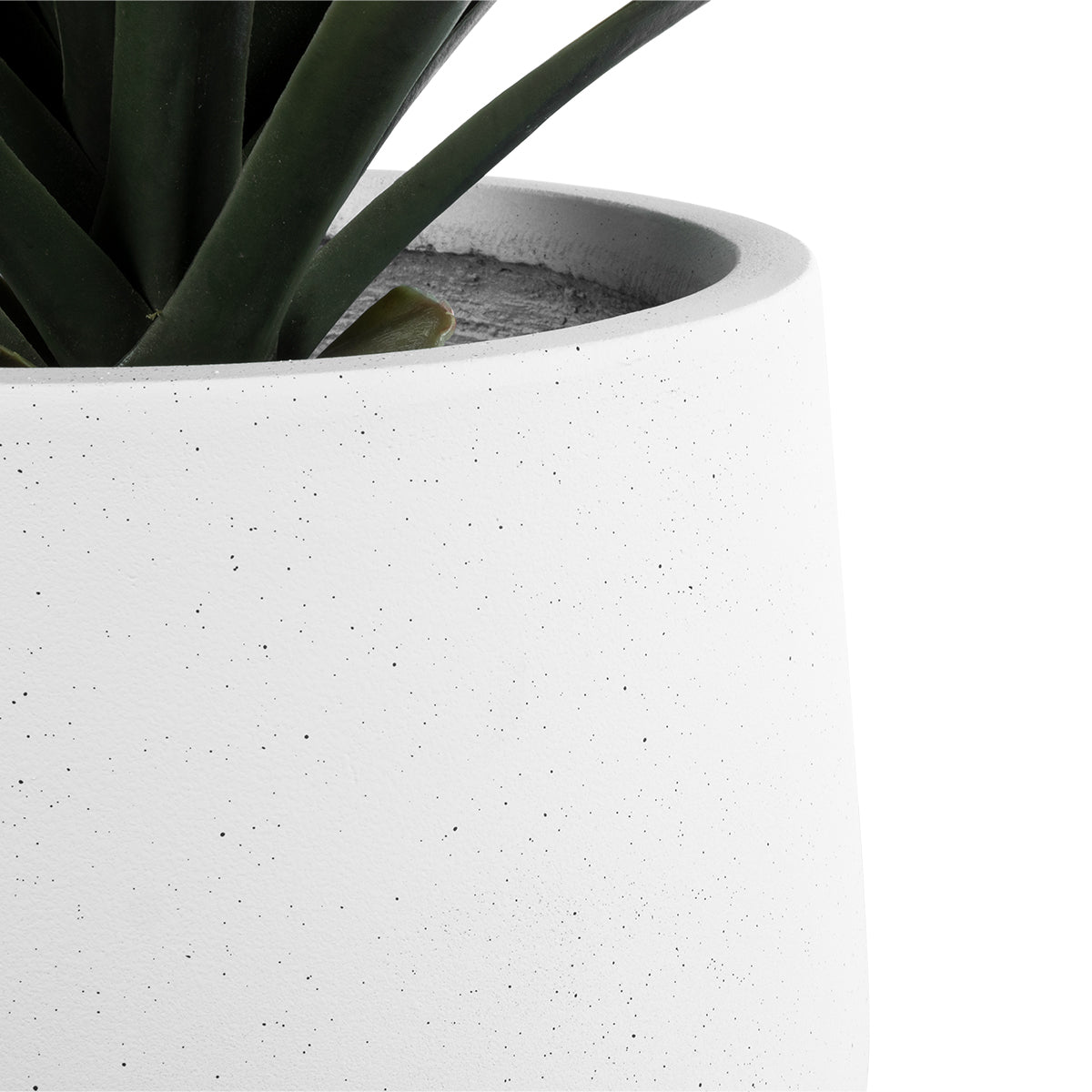 GloboStar® Artificial Garden CHELSEA 20802 Διακοσμητικό Πολυεστερικό Τσιμεντένιο Κασπώ Γλάστρα - Flower Pot Λευκό με Μαύρες Λεπτομέριες Μ25 x Π27 x Υ30cm - ledmania.gr