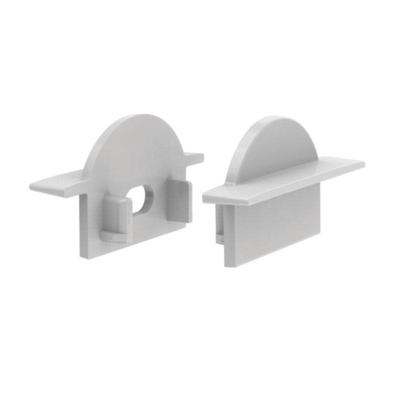 SET OF GREY PLASTIC END CAPS FOR P101, 1 WITHOUT HOLE & 1 WITH HOLE - ledmania.gr