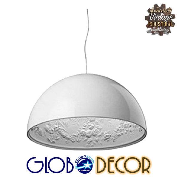 GloboStar® SERENIA WHITE 01152 Μοντέρνο Κρεμαστό Φωτιστικό Οροφής Μονόφωτο Λευκό Γύψινο Καμπάνα Φ40 x 19cm - ledmania.gr