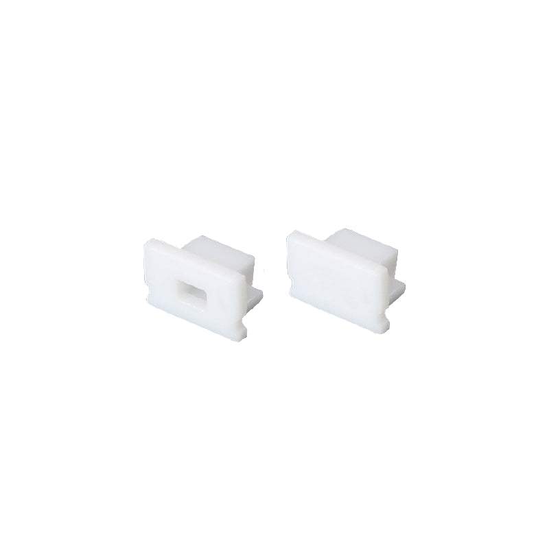 SET OF WHITE PLASTIC END CAPS FOR P127 1PC WITH HOLE & 1PC WITHOUT HOLE - ledmania.gr