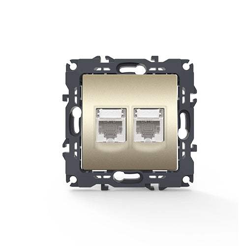 PRIME ΠΡΙΖΑ ΔΙΚΤΥΟΥ 2xRJ45 CAT6 UTP IP20 MAT ΣΑΜΠΑΝΙΖΕ - ledmania.gr