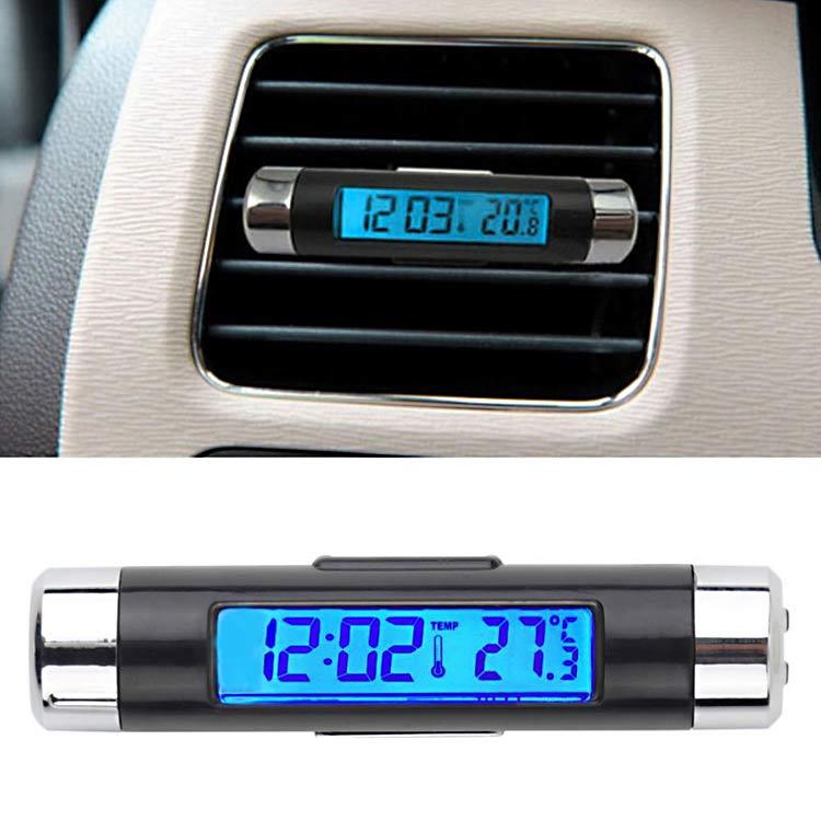 2in1 Ψηφιακό Θερμόμετρο-Ρολόι LCD Clip-on Θερμόμετρο Ημερολόγιο Αυτοκίνητο Μπλε Ρολόι Φωτισμού - ledmania.gr