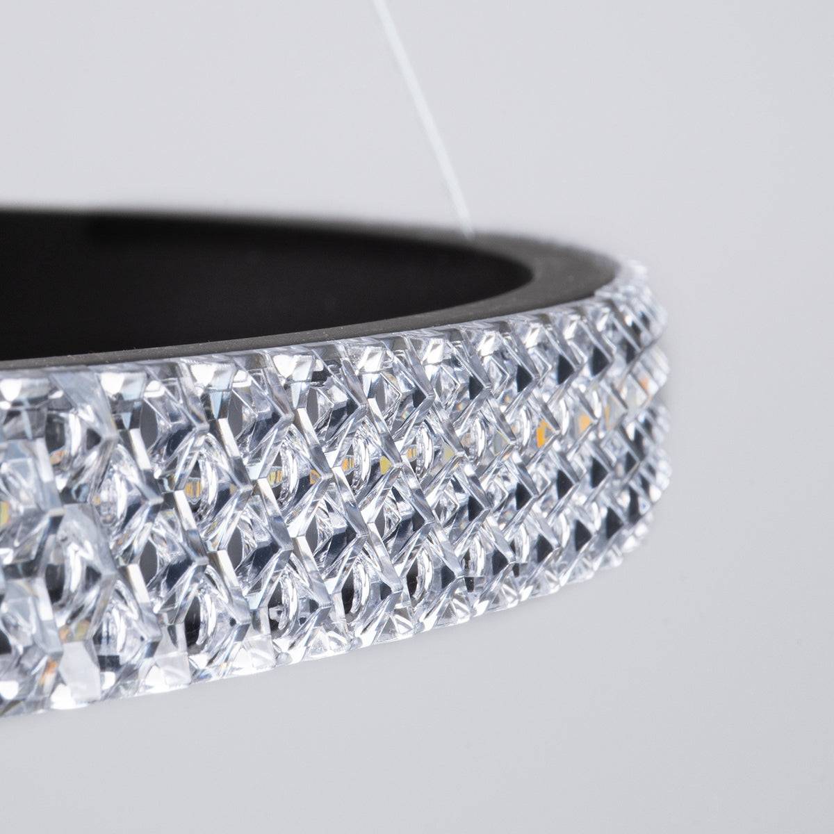 GloboStar® DIAMOND TRIO 61140-DECO Κρεμαστό Φωτιστικό Δαχτυλίδι-Κύκλος LED CCT 150W 18379lm 360° AC 220-240V - Εναλλαγή Φωτισμού μέσω Τηλεχειριστηρίου All In One Ψυχρό 6000k+Φυσικό 4500k+Θερμό 2700k Dimmable Φ60+80+100cm - Μαύρο - 3 Years Warranty - ledmania.gr