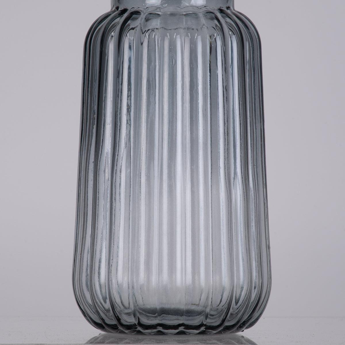 GloboStar® LAYLA 35601 Διακοσμητικό Βάζο Γυάλινο Γκρι Φ11 x Υ22cm - ledmania.gr