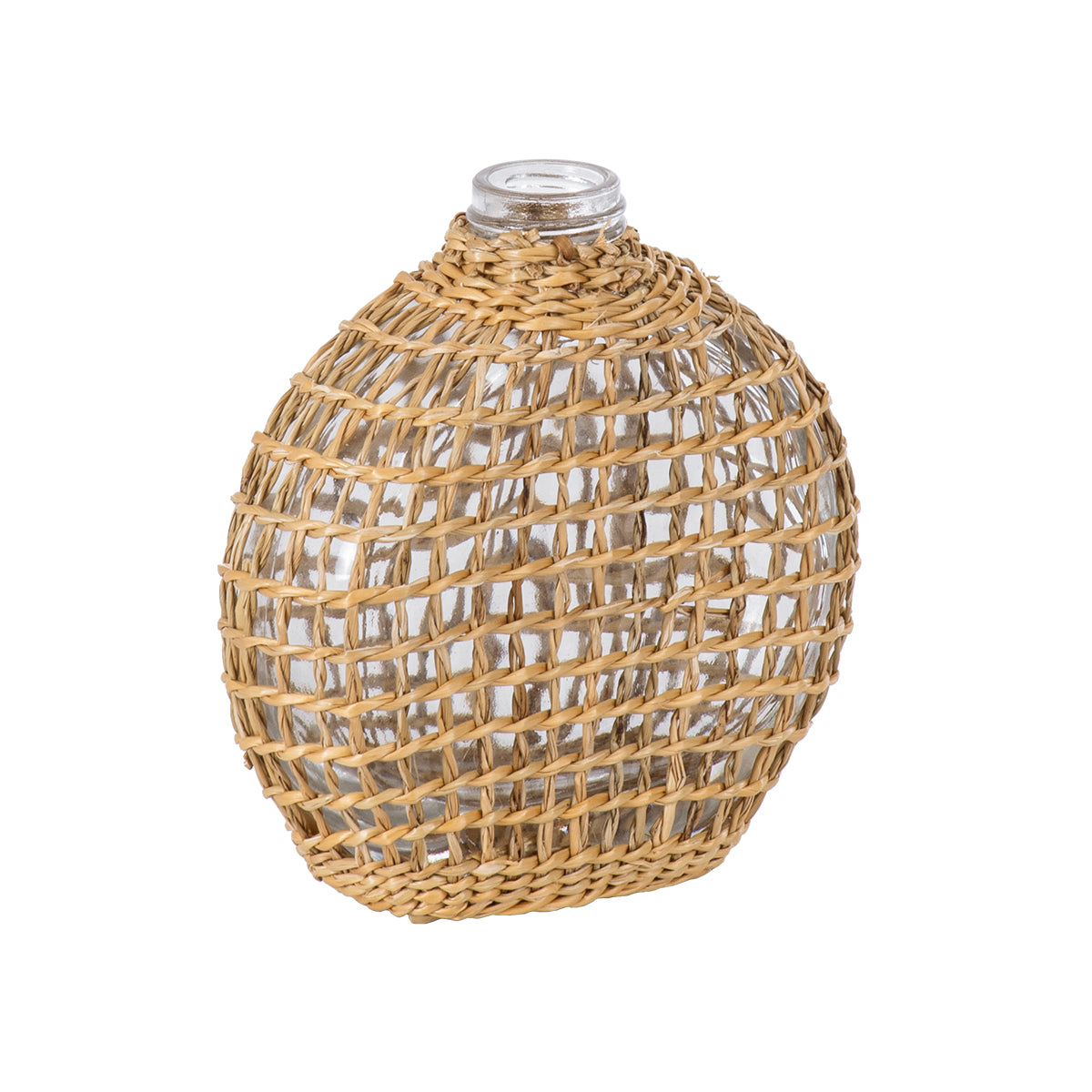 GloboStar® MANDY 35624 Διακοσμητικό Βάζο Γυάλινο Διάφανο με Μπαμπού Μ10.5 x Π4 x Υ11cm - ledmania.gr