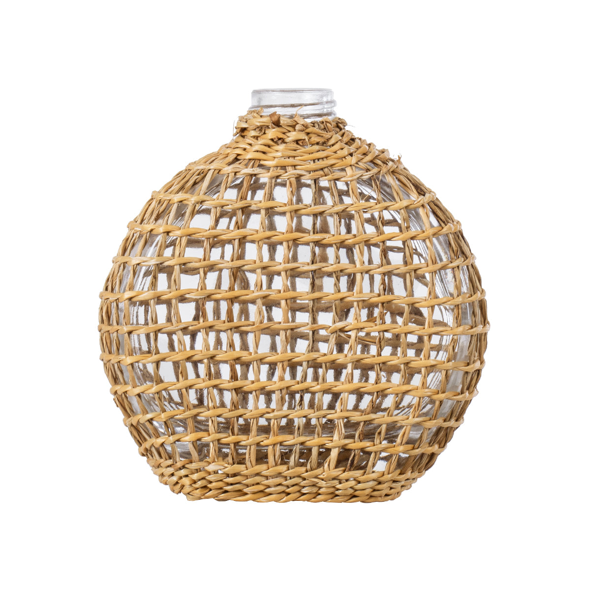 GloboStar® MANDY 35624 Διακοσμητικό Βάζο Γυάλινο Διάφανο με Μπαμπού Μ10.5 x Π4 x Υ11cm - ledmania.gr
