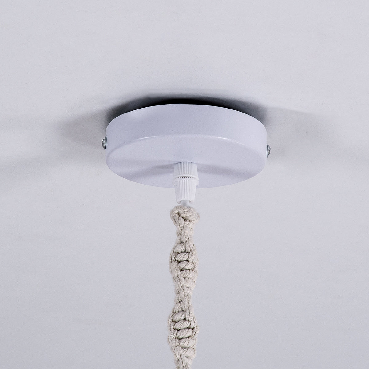 GloboStar® ALGERIA 36202 Boho - Μακραμέ - Macrame Κρεμαστό Φωτιστικό Οροφής Μονόφωτο 1 x E27 Πλεκτό Χειροποίητο Μπεζ Υφασμάτινο με Σχοινί D40 x H50cm - ledmania.gr
