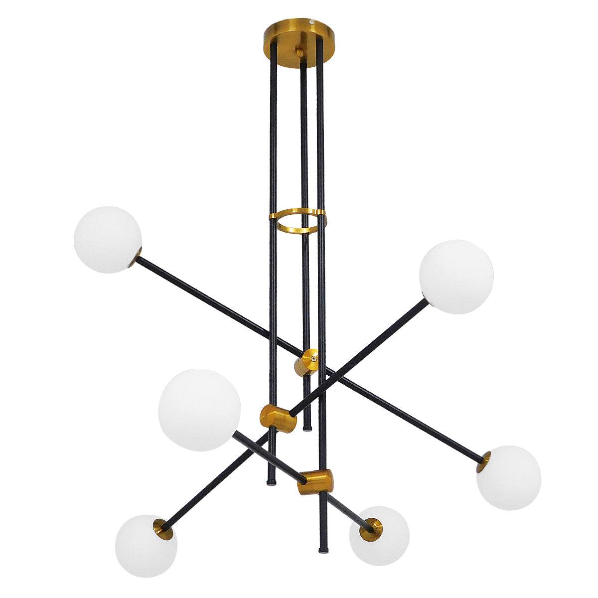 GloboStar® VELVET 00994 Μοντέρνο Industrial Φωτιστικό Οροφής Πολύφωτο Μαύρο Χρυσό Μεταλλικό Φ80 x Y85cm - ledmania.gr